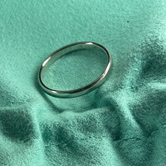 TIFFANY & Co Wedding Ring Elsa Peretti Stacking Band Ring Pt950 Size 7.5 and 5.5 - Picture 4 of 16